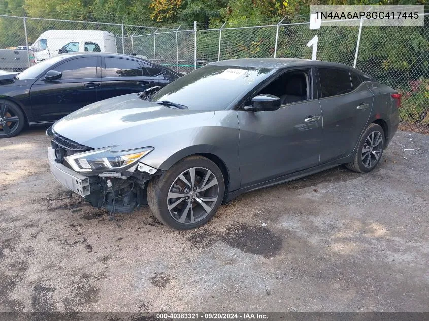 2016 Nissan Maxima 3.5 S VIN: 1N4AA6AP8GC417445 Lot: 40383321