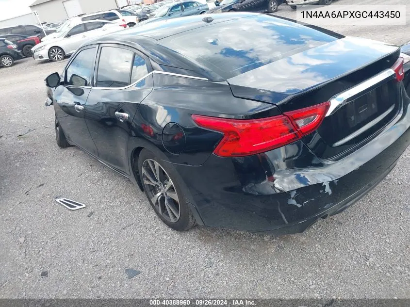 1N4AA6APXGC443450 2016 Nissan Maxima 3.5 Sv