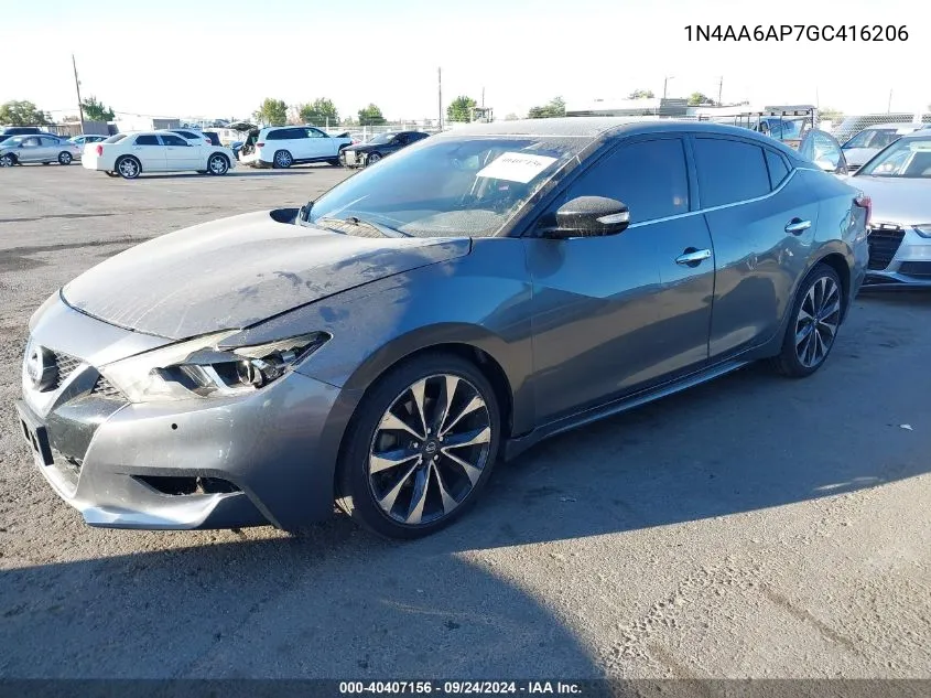 2016 Nissan Maxima 3.5 Sr VIN: 1N4AA6AP7GC416206 Lot: 40407156