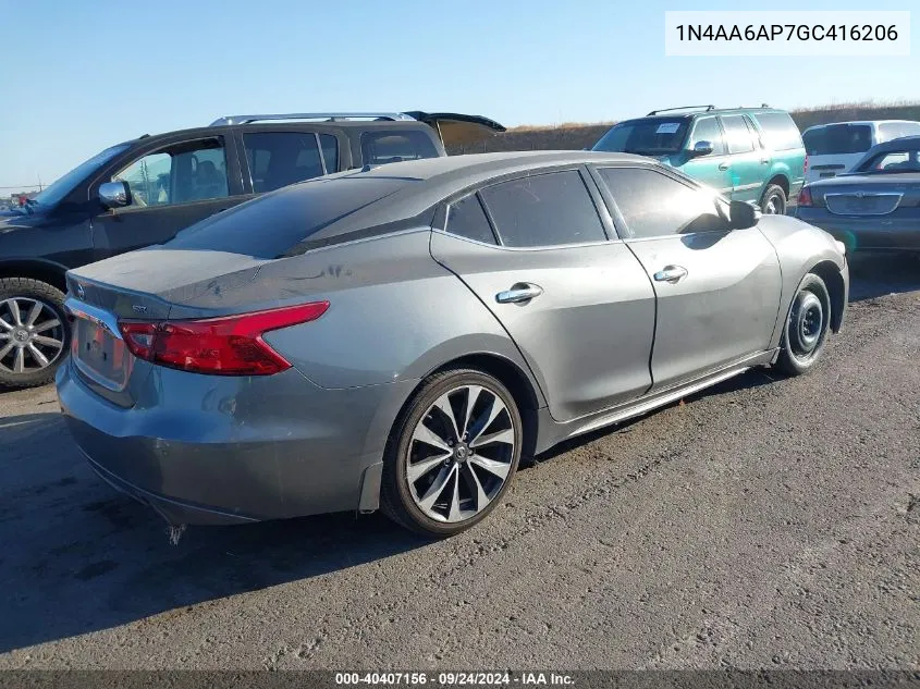 2016 Nissan Maxima 3.5 Sr VIN: 1N4AA6AP7GC416206 Lot: 40407156