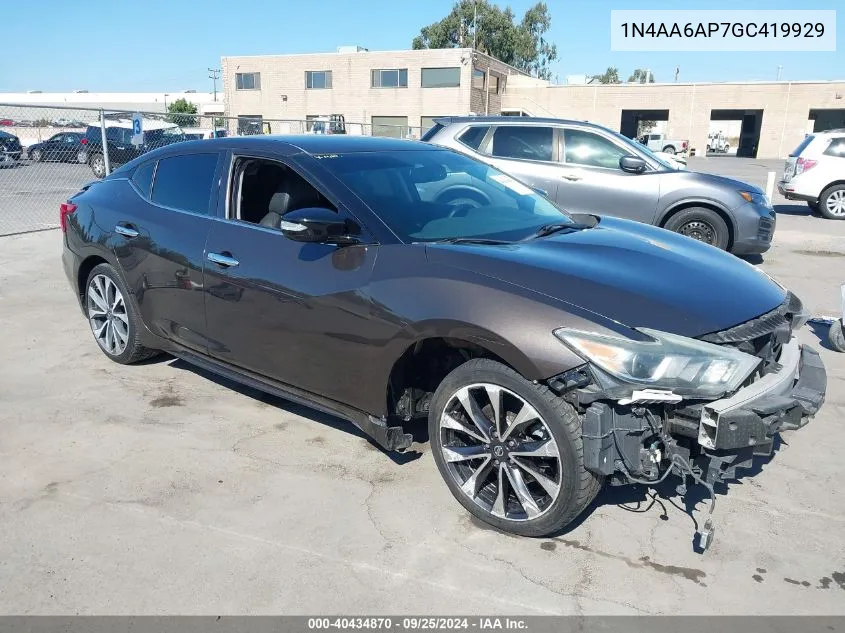 2016 Nissan Maxima 3.5 Sr VIN: 1N4AA6AP7GC419929 Lot: 40434870