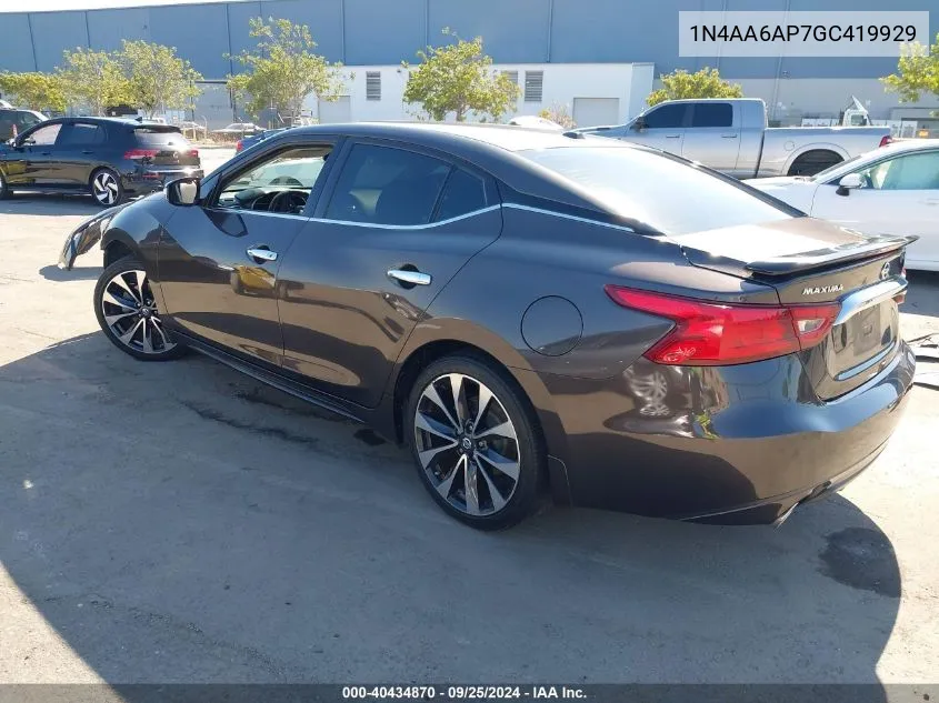 2016 Nissan Maxima 3.5 Sr VIN: 1N4AA6AP7GC419929 Lot: 40434870