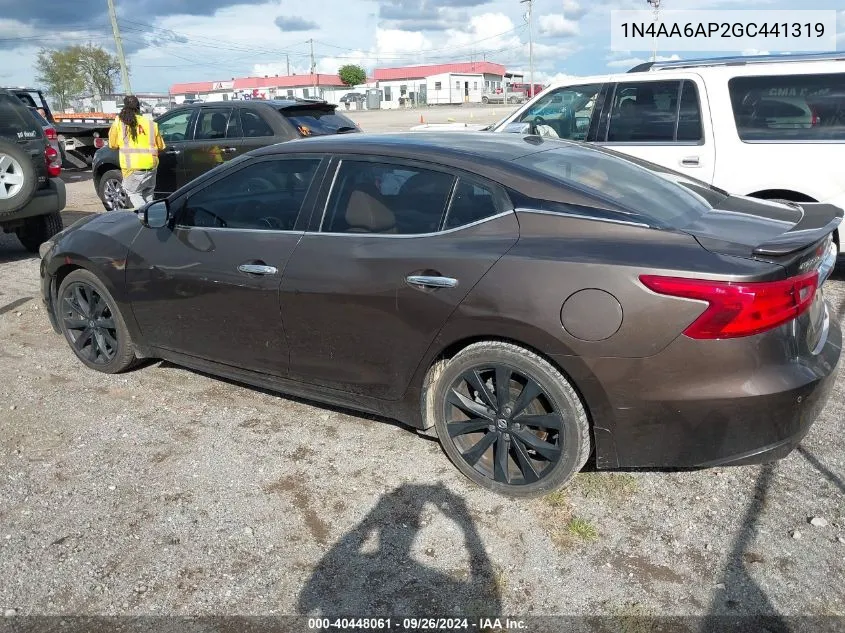 2016 Nissan Maxima 3.5 Platinum/3.5 S/3.5 Sl/3.5 Sr/3.5 Sv VIN: 1N4AA6AP2GC441319 Lot: 40448061