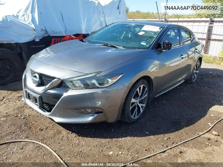 2016 Nissan Maxima 3.5 S VIN: 1N4AA6AP7GC449092 Lot: 40456146