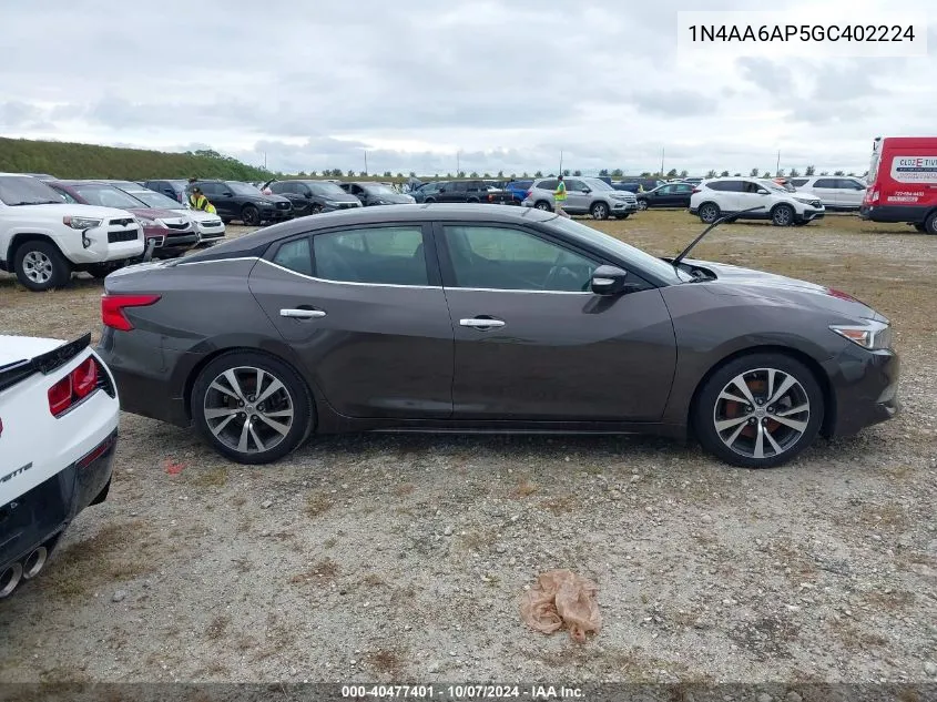 2016 Nissan Maxima 3.5S/Sv/Sl/Sr/Plat VIN: 1N4AA6AP5GC402224 Lot: 40477401