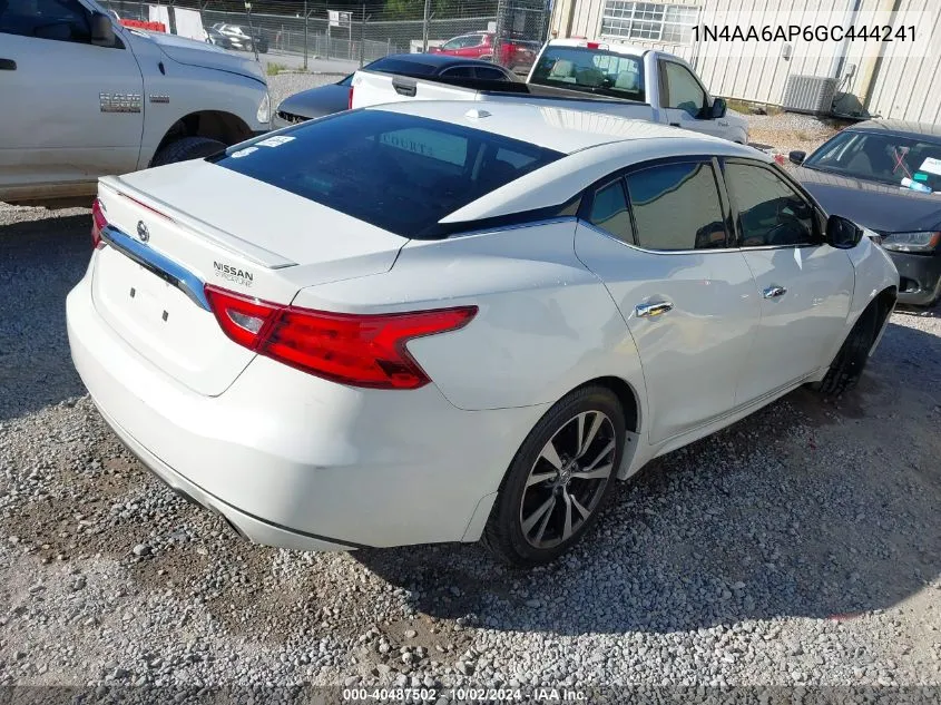 2016 Nissan Maxima 3.5 Platinum/3.5 S/3.5 Sl/3.5 Sr/3.5 Sv VIN: 1N4AA6AP6GC444241 Lot: 40487502