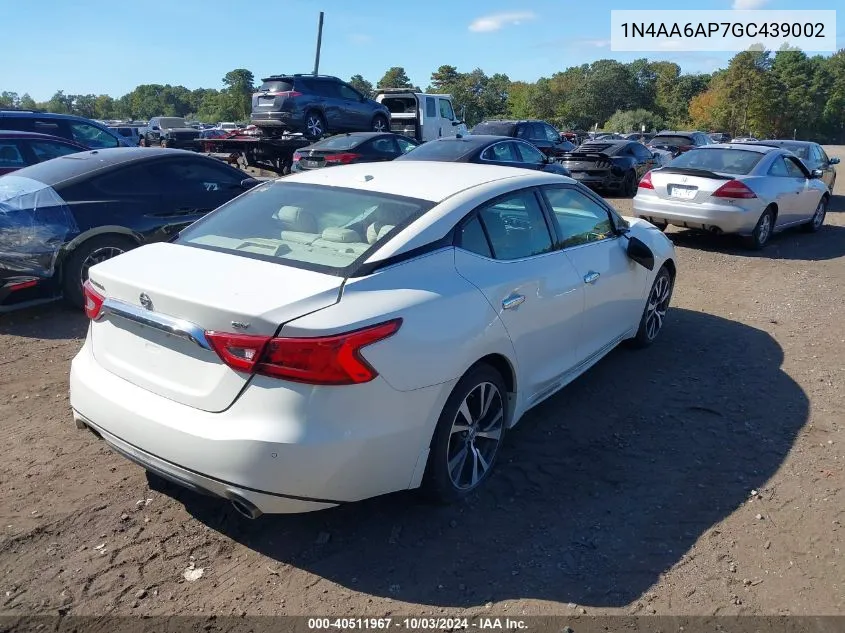 2016 Nissan Maxima 3.5 Sv VIN: 1N4AA6AP7GC439002 Lot: 40511967