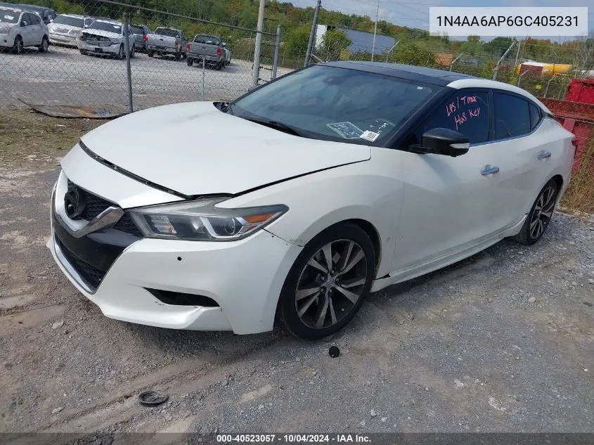 2016 Nissan Maxima 3.5 Platinum VIN: 1N4AA6AP6GC405231 Lot: 40523057