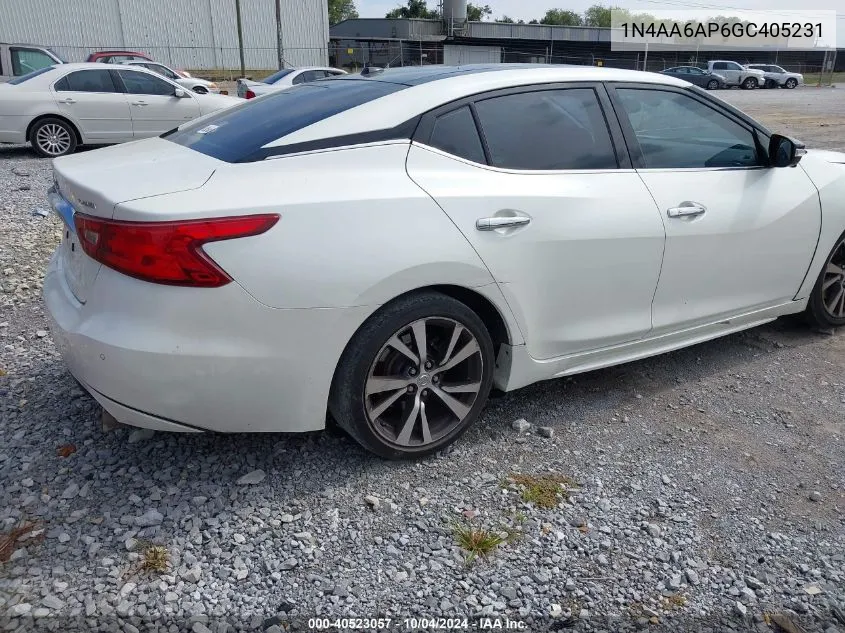 2016 Nissan Maxima 3.5 Platinum VIN: 1N4AA6AP6GC405231 Lot: 40523057