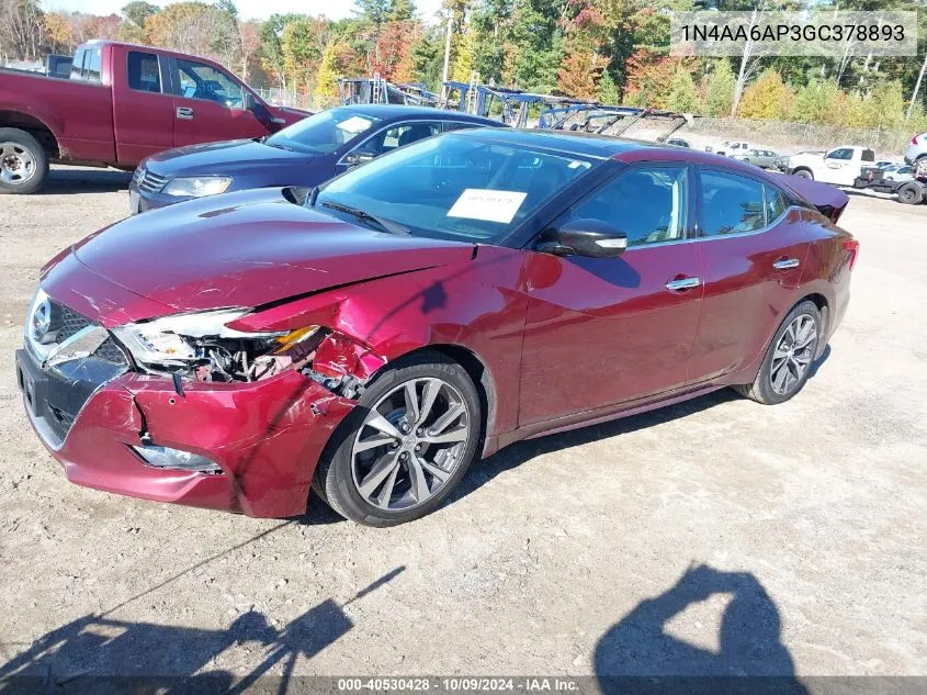 2016 Nissan Maxima 3.5S/Sv/Sl/Sr/Plat VIN: 1N4AA6AP3GC378893 Lot: 40530428