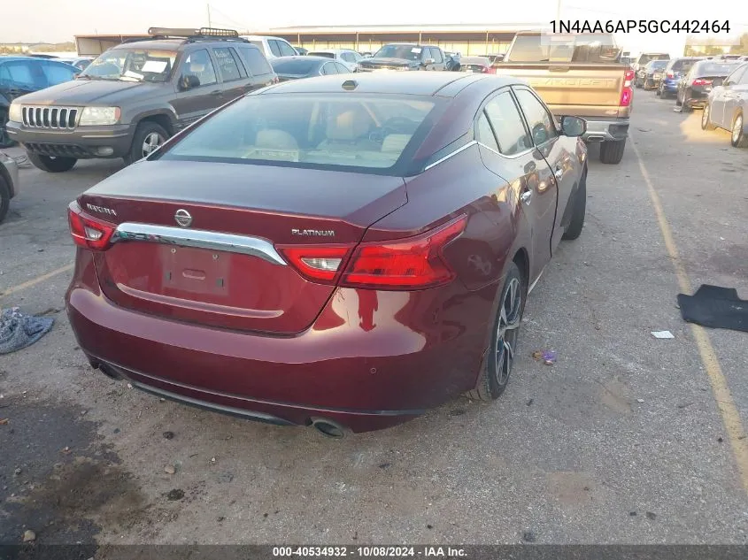 1N4AA6AP5GC442464 2016 Nissan Maxima 3.5S/Sv/Sl/Sr/Plat