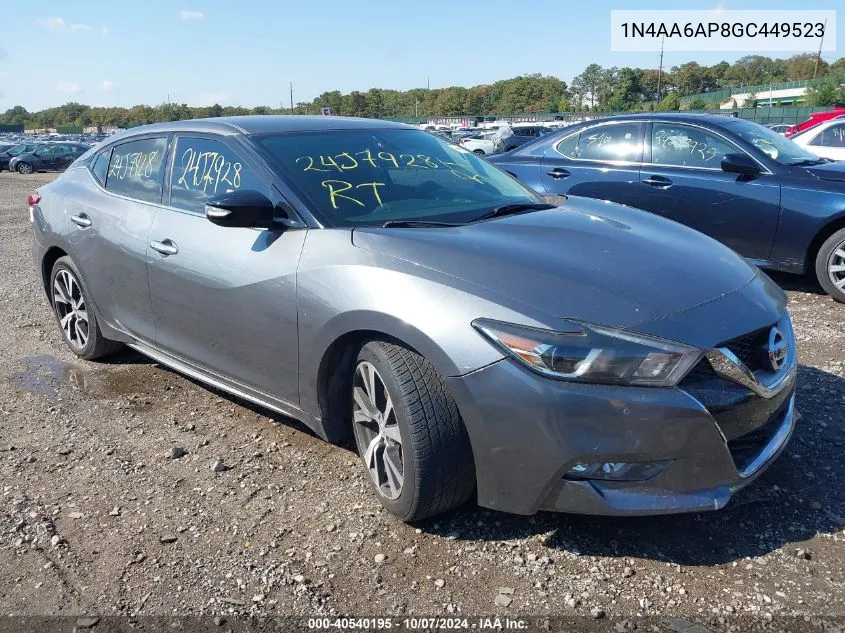 2016 Nissan Maxima 3.5 Sv VIN: 1N4AA6AP8GC449523 Lot: 40540195