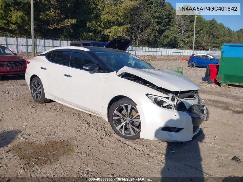 2016 Nissan Maxima 3.5 Sl VIN: 1N4AA6AP4GC401842 Lot: 40553965