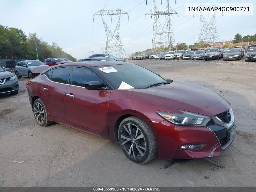 2016 Nissan Maxima 3.5S/Sv/Sl/Sr/Plat VIN: 1N4AA6AP4GC900771 Lot: 40559908