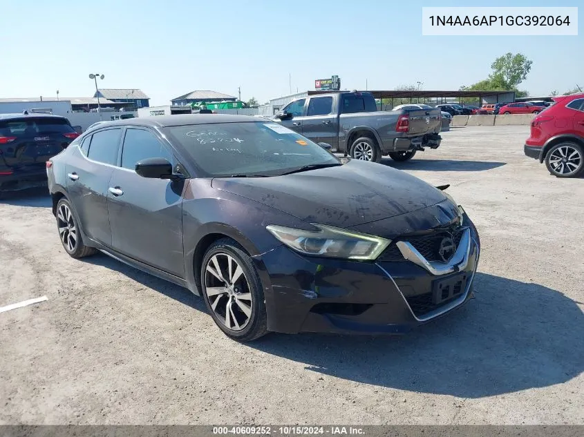 2016 Nissan Maxima 3.5 S VIN: 1N4AA6AP1GC392064 Lot: 40609252