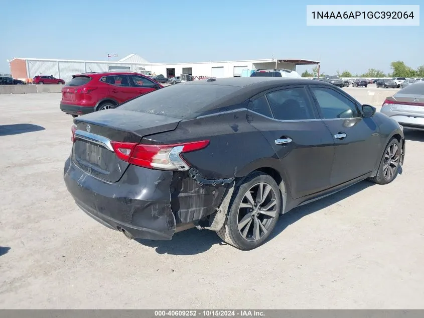 2016 Nissan Maxima 3.5 S VIN: 1N4AA6AP1GC392064 Lot: 40609252