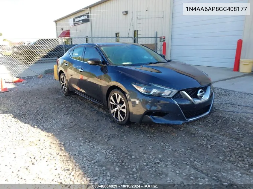 2016 Nissan Maxima 3.5 Sv VIN: 1N4AA6AP8GC408177 Lot: 40634029