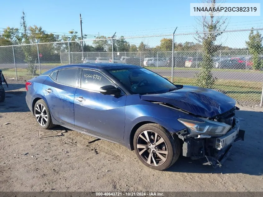 2016 Nissan Maxima 3.5S/Sv/Sl/Sr/Plat VIN: 1N4AA6AP2GC382319 Lot: 40643721