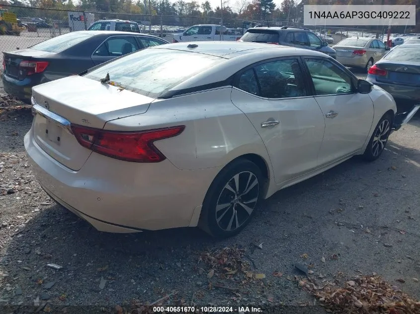 2016 Nissan Maxima 3.5 Sl VIN: 1N4AA6AP3GC409222 Lot: 40651670