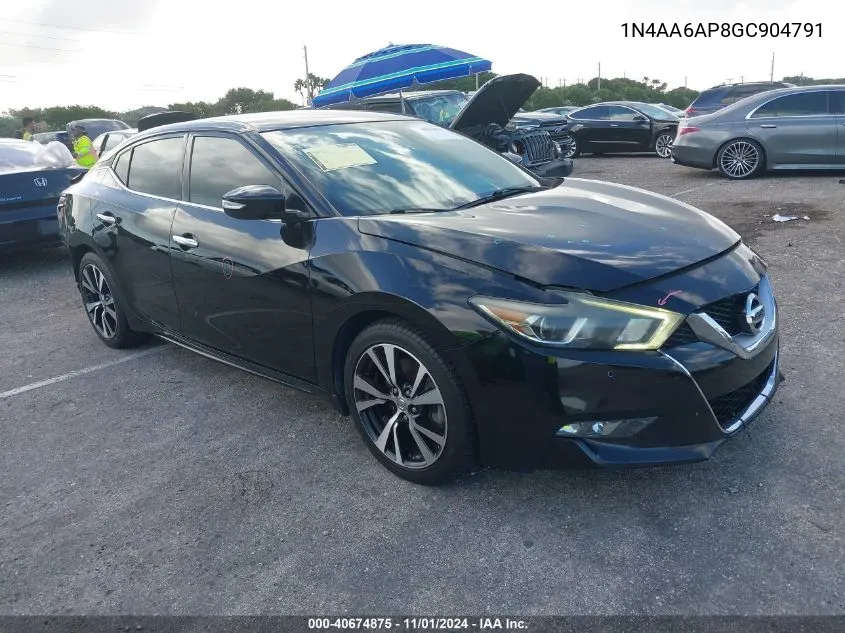 2016 Nissan Maxima 3.5 Sv VIN: 1N4AA6AP8GC904791 Lot: 40674875