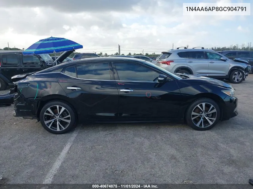 2016 Nissan Maxima 3.5 Sv VIN: 1N4AA6AP8GC904791 Lot: 40674875