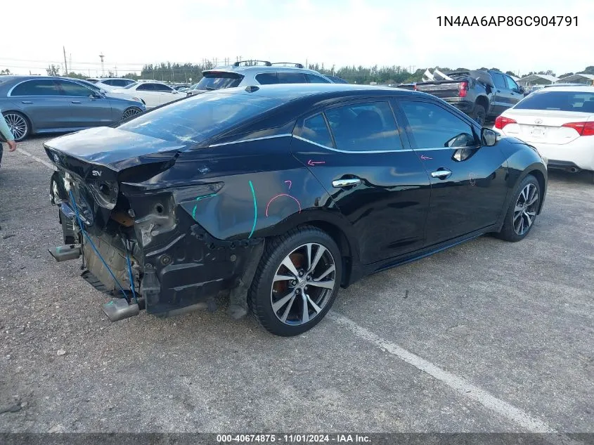 2016 Nissan Maxima 3.5 Sv VIN: 1N4AA6AP8GC904791 Lot: 40674875