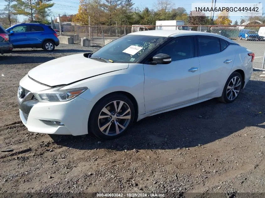 2016 Nissan Maxima 3.5 Sv VIN: 1N4AA6AP8GC449442 Lot: 40693042