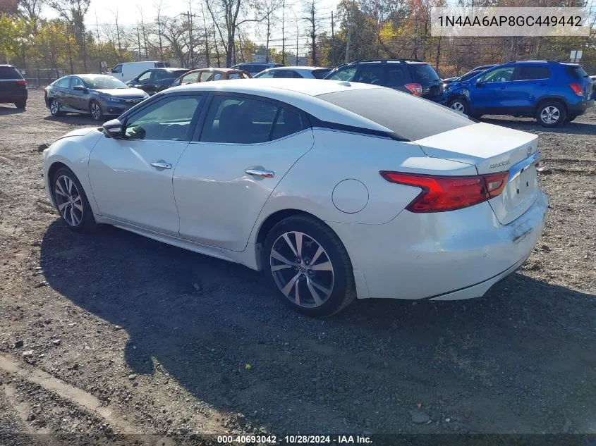 2016 Nissan Maxima 3.5 Sv VIN: 1N4AA6AP8GC449442 Lot: 40693042