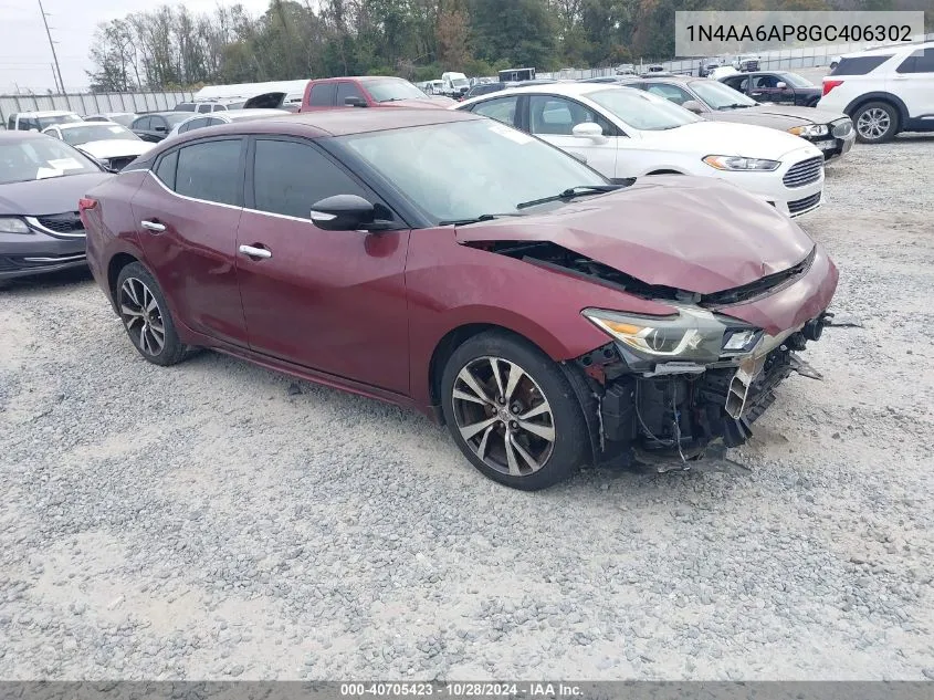 2016 Nissan Maxima 3.5 Sv VIN: 1N4AA6AP8GC406302 Lot: 40705423