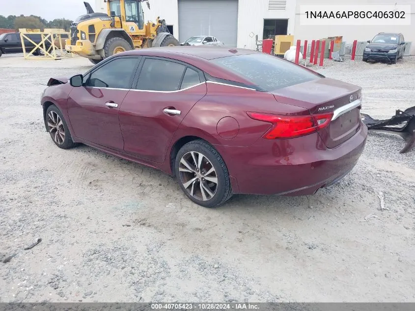 2016 Nissan Maxima 3.5 Sv VIN: 1N4AA6AP8GC406302 Lot: 40705423