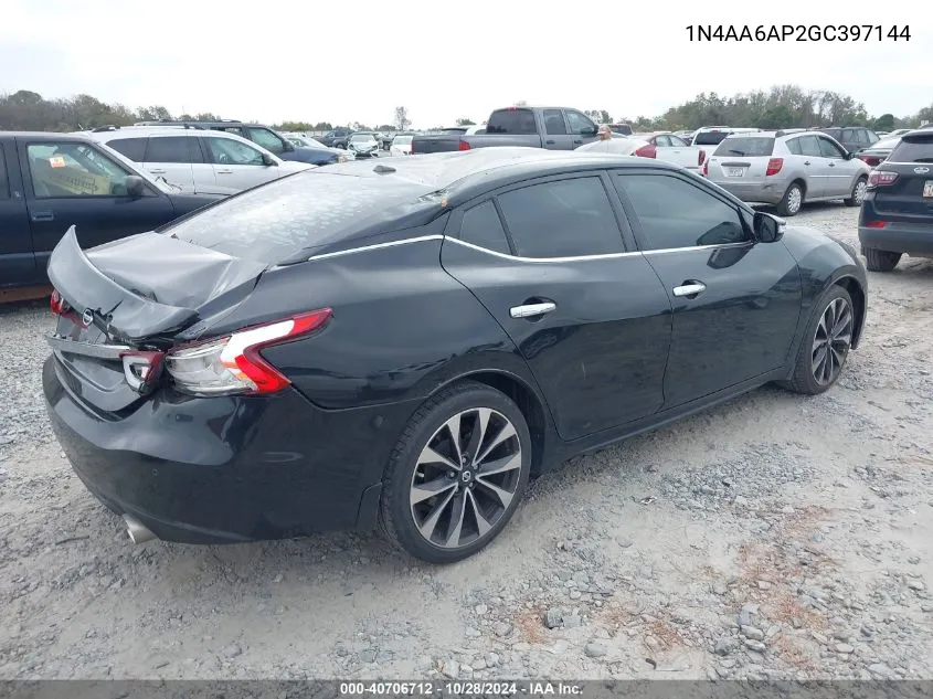 2016 Nissan Maxima 3.5 Sr VIN: 1N4AA6AP2GC397144 Lot: 40706712