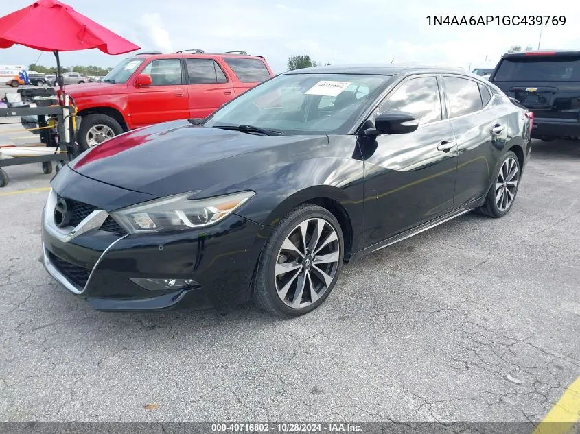 2016 Nissan Maxima 3.5S/Sv/Sl/Sr/Plat VIN: 1N4AA6AP1GC439769 Lot: 40716802