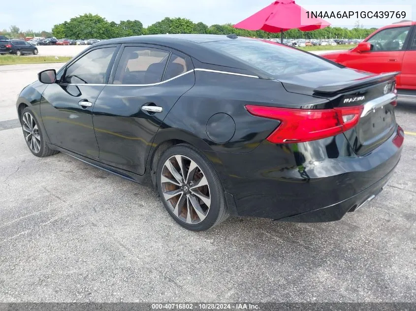 2016 Nissan Maxima 3.5S/Sv/Sl/Sr/Plat VIN: 1N4AA6AP1GC439769 Lot: 40716802