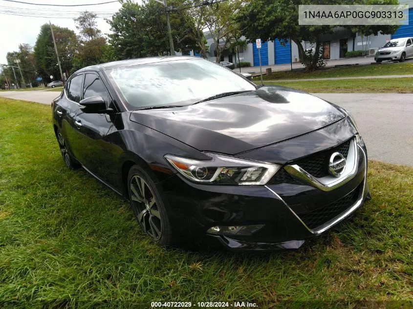 2016 Nissan Maxima 3.5 Sv VIN: 1N4AA6AP0GC903313 Lot: 40722029