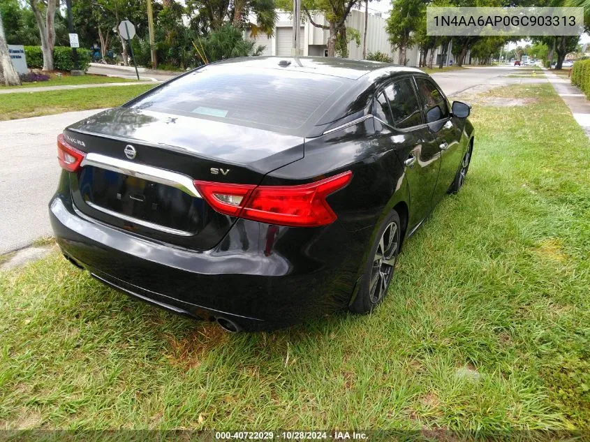 2016 Nissan Maxima 3.5 Sv VIN: 1N4AA6AP0GC903313 Lot: 40722029