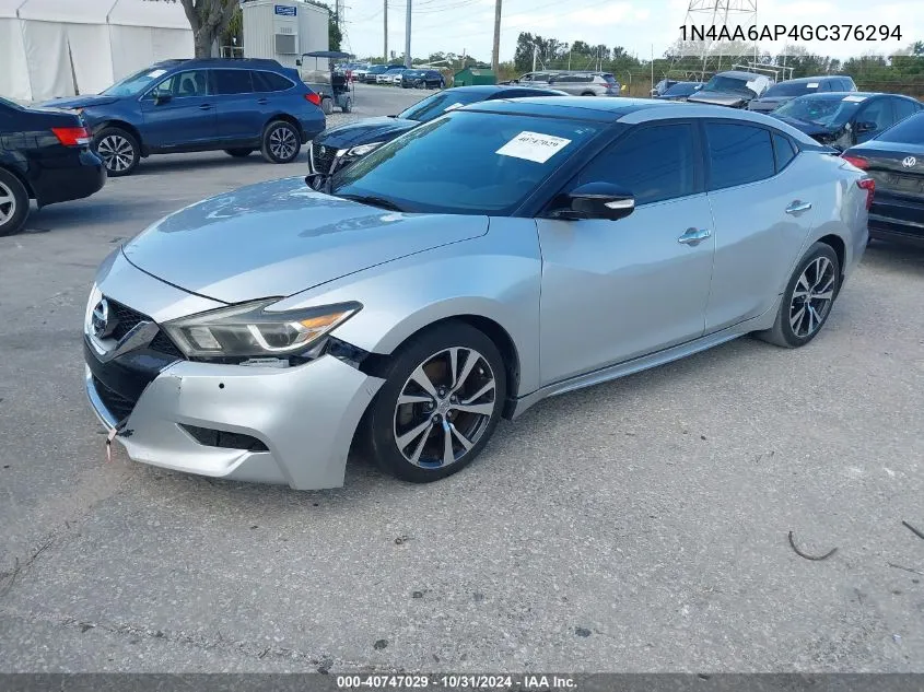 2016 Nissan Maxima 3.5 Platinum VIN: 1N4AA6AP4GC376294 Lot: 40747029