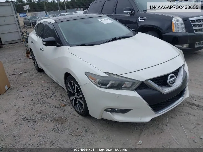 2016 Nissan Maxima 3.5 Platinum VIN: 1N4AA6AP7GC430655 Lot: 40761404