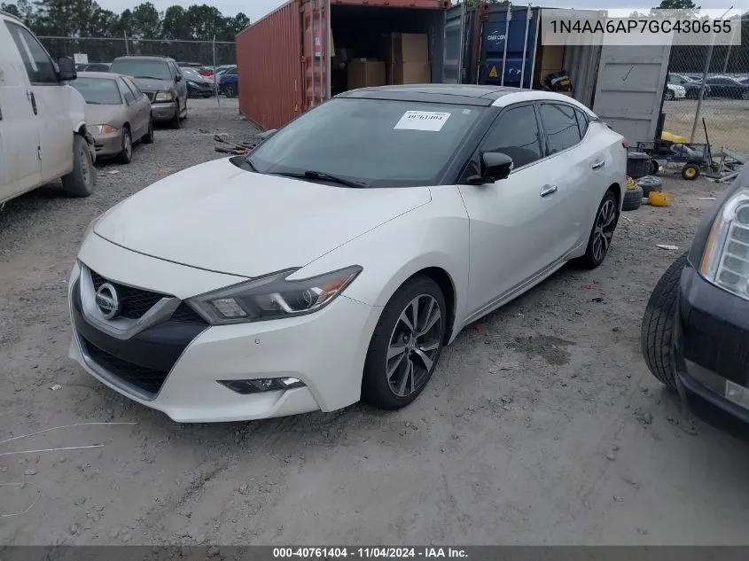 2016 Nissan Maxima 3.5 Platinum VIN: 1N4AA6AP7GC430655 Lot: 40761404