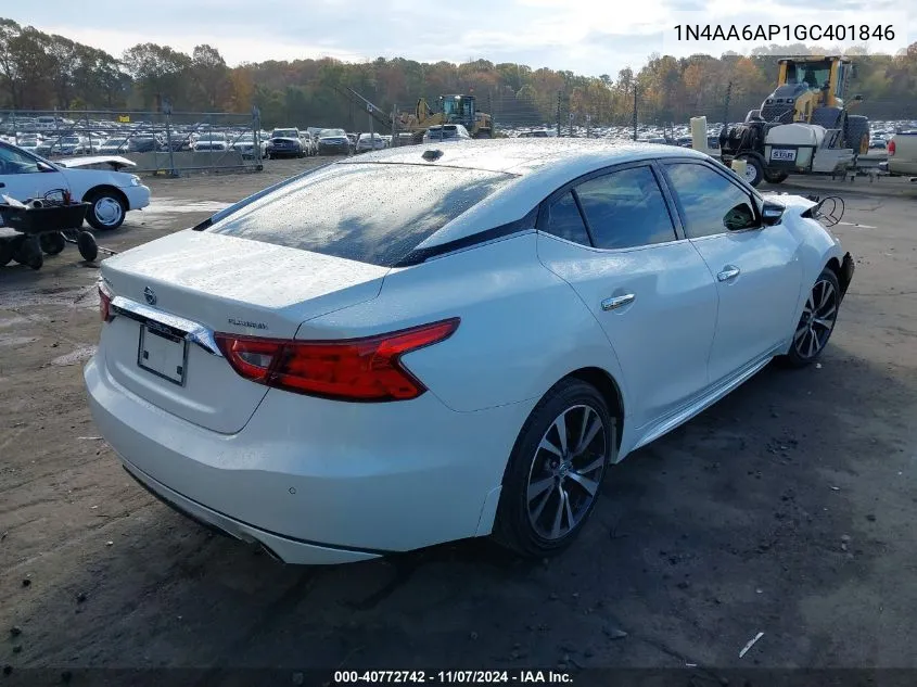 2016 Nissan Maxima 3.5 Platinum VIN: 1N4AA6AP1GC401846 Lot: 40772742