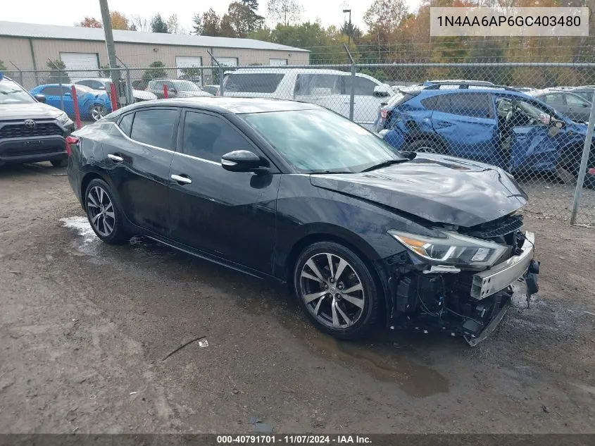 2016 Nissan Maxima 3.5 Sl VIN: 1N4AA6AP6GC403480 Lot: 40791701