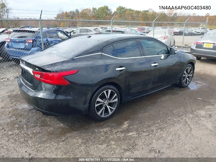 2016 Nissan Maxima 3.5 Sl VIN: 1N4AA6AP6GC403480 Lot: 40791701