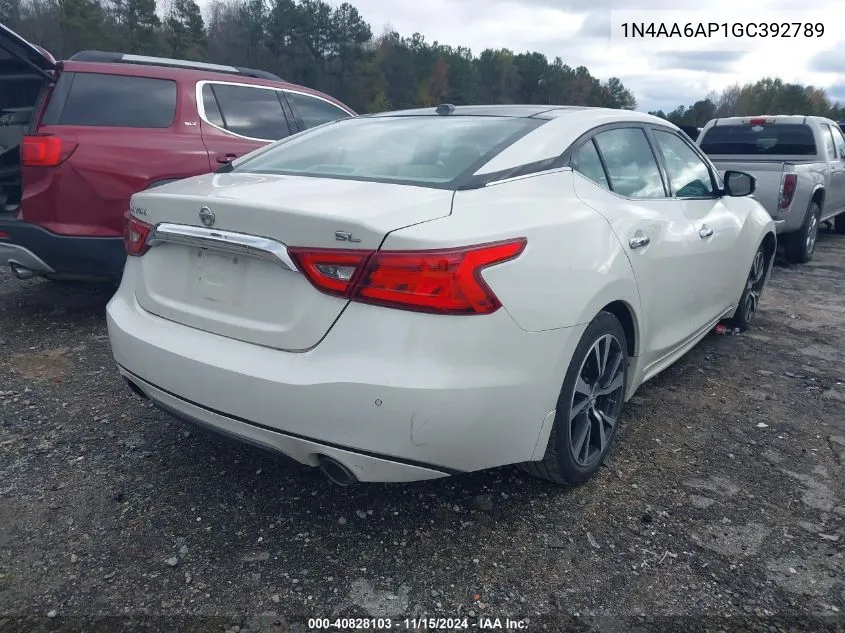 2016 Nissan Maxima 3.5 Sl VIN: 1N4AA6AP1GC392789 Lot: 40828103