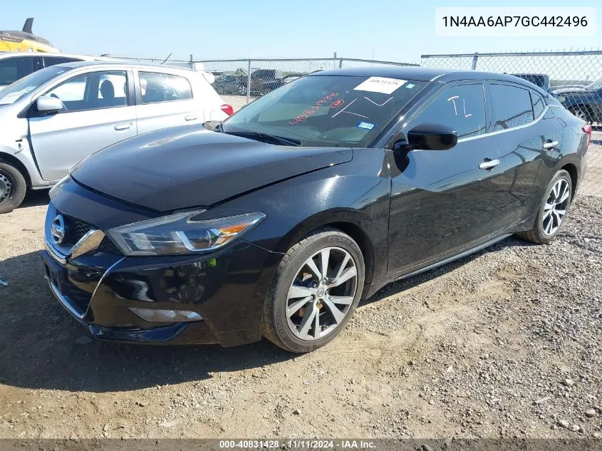 2016 Nissan Maxima 3.5 Platinum/3.5 S/3.5 Sl/3.5 Sr/3.5 Sv VIN: 1N4AA6AP7GC442496 Lot: 40831428