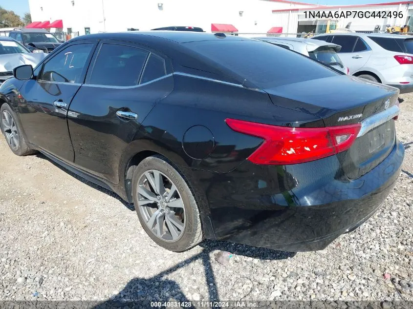 2016 Nissan Maxima 3.5 Platinum/3.5 S/3.5 Sl/3.5 Sr/3.5 Sv VIN: 1N4AA6AP7GC442496 Lot: 40831428