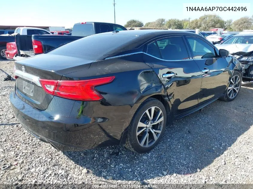 2016 Nissan Maxima 3.5 Platinum/3.5 S/3.5 Sl/3.5 Sr/3.5 Sv VIN: 1N4AA6AP7GC442496 Lot: 40831428