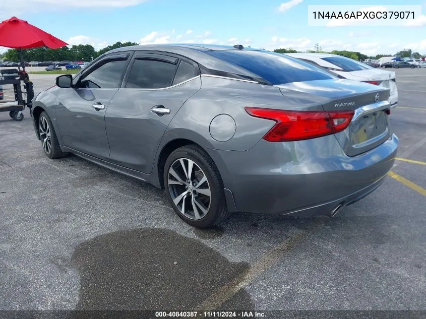 2016 Nissan Maxima 3.5 Sl VIN: 1N4AA6APXGC379071 Lot: 40840387