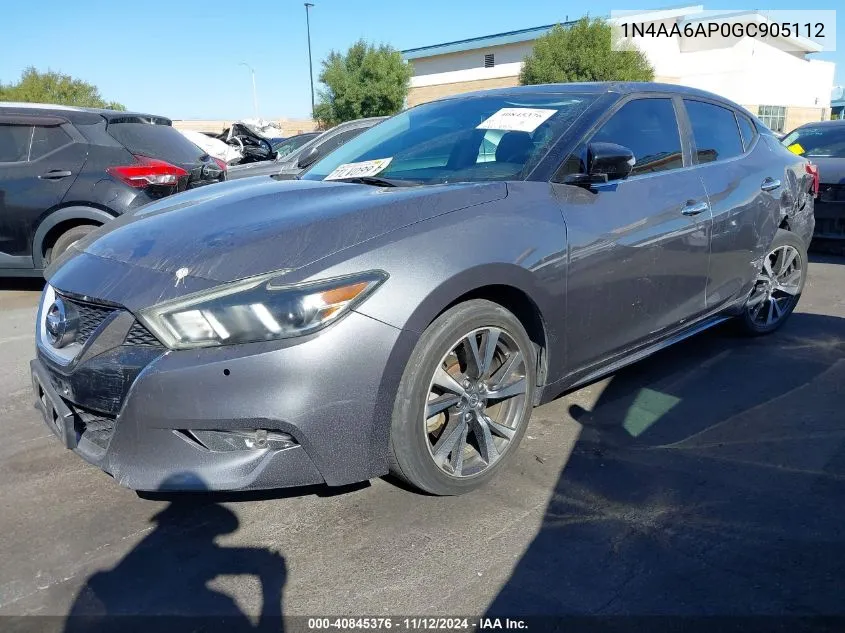 2016 Nissan Maxima 3.5 Platinum VIN: 1N4AA6AP0GC905112 Lot: 40845376