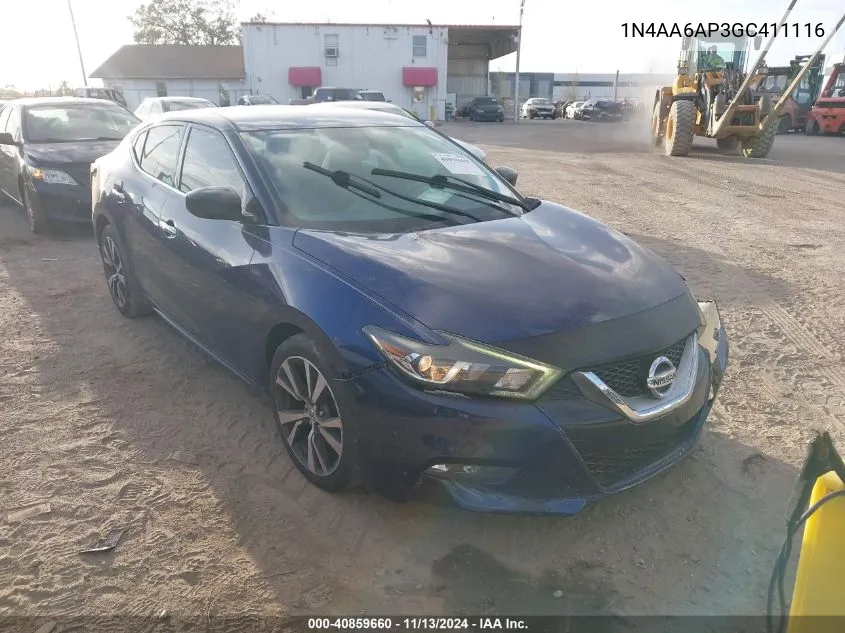 2016 Nissan Maxima 3.5 S VIN: 1N4AA6AP3GC411116 Lot: 40859660