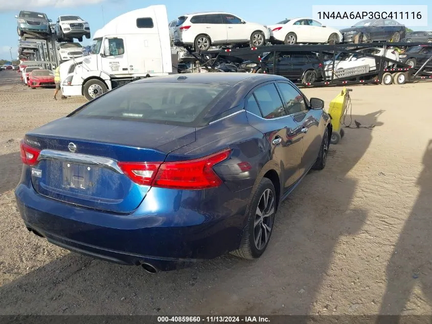 2016 Nissan Maxima 3.5 S VIN: 1N4AA6AP3GC411116 Lot: 40859660