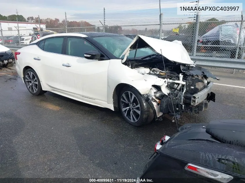 2016 Nissan Maxima 3.5 Sl VIN: 1N4AA6APXGC403997 Lot: 40895631